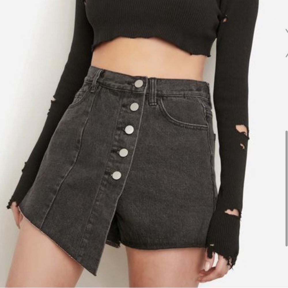 Urban Outfitters Black Asymmetrical Mini Skorts